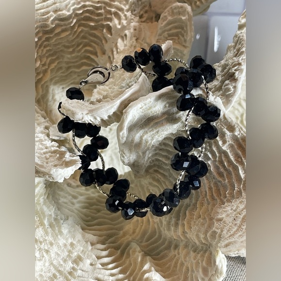 Art Deco Jet Black Glass Beaded Leny Yue Bracelet - Picture 4 of 10